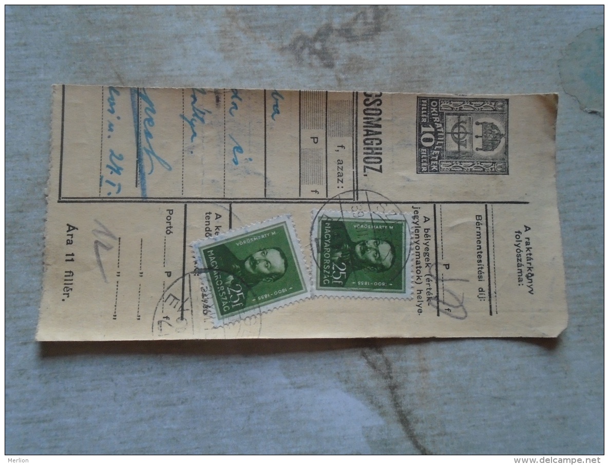 D138800 Hungary  Parcel Post Receipt 1939 - Colis Postaux