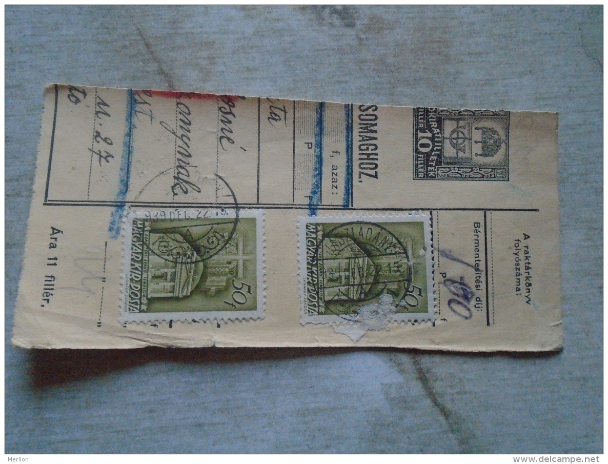 D138808 Hungary  Parcel Post Receipt 1939  JÁSZLADÁNY - Colis Postaux