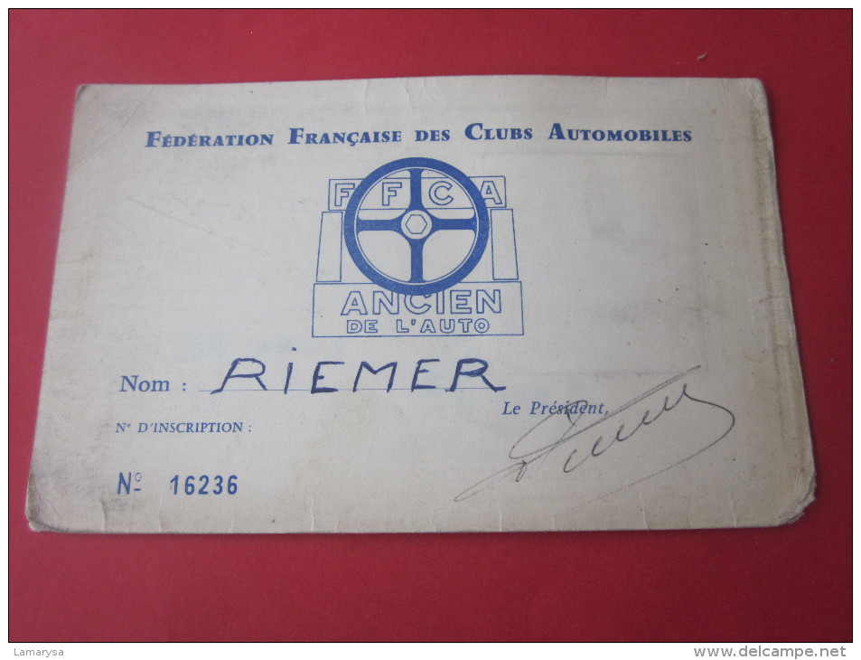 CARTE DE TRANSPORT FEDERATION FRANCAISE  AUTOMOBILE CLUB DE FRANCE RFC ANCIEN DE L'AUTO VOITURE AUTOMOBILE - Voitures