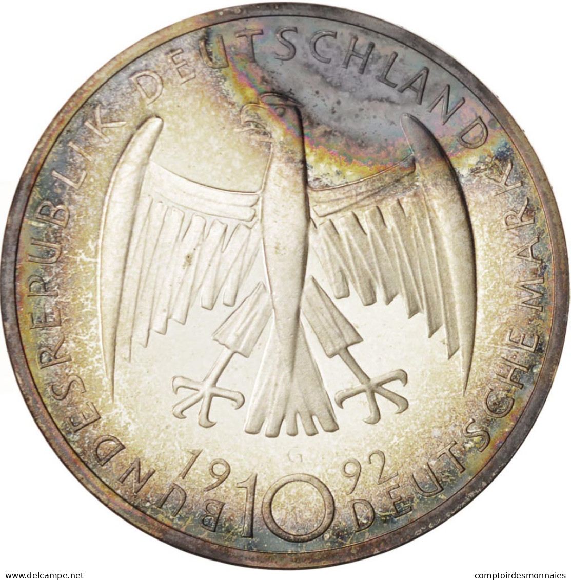 Monnaie, République Fédérale Allemande, 10 Mark, 1992, Karlsruhe, Germany - Commémoratives