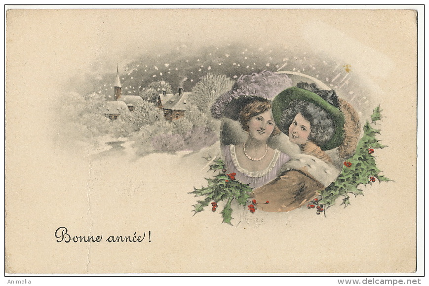 Kranzle Viennoise Belles Femmes Houx Scene De Neige - Kraenzle