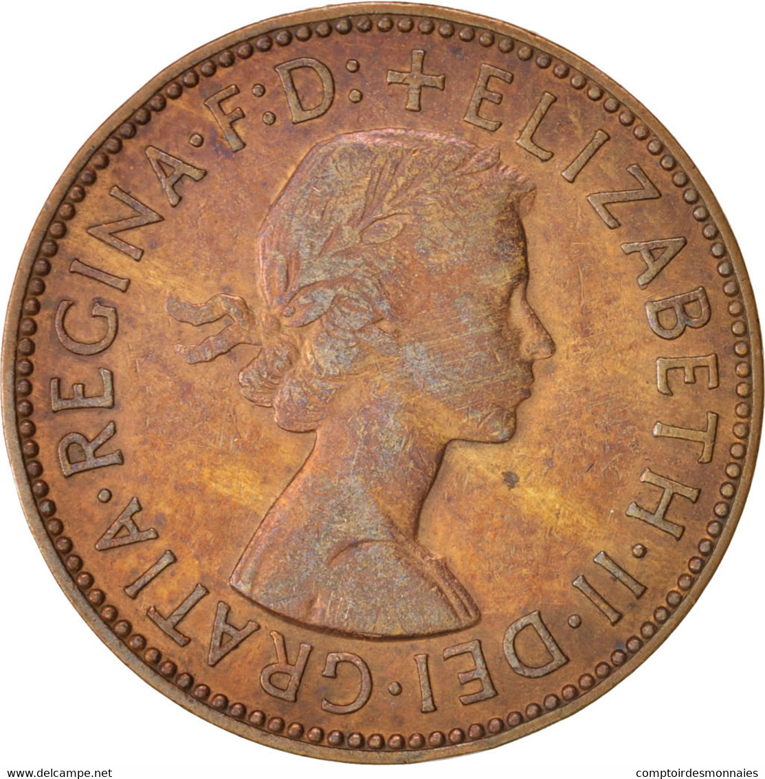 Monnaie, Grande-Bretagne, Elizabeth II, 1/2 Penny, 1958, TTB, Bronze, KM:896 - C. 1/2 Penny