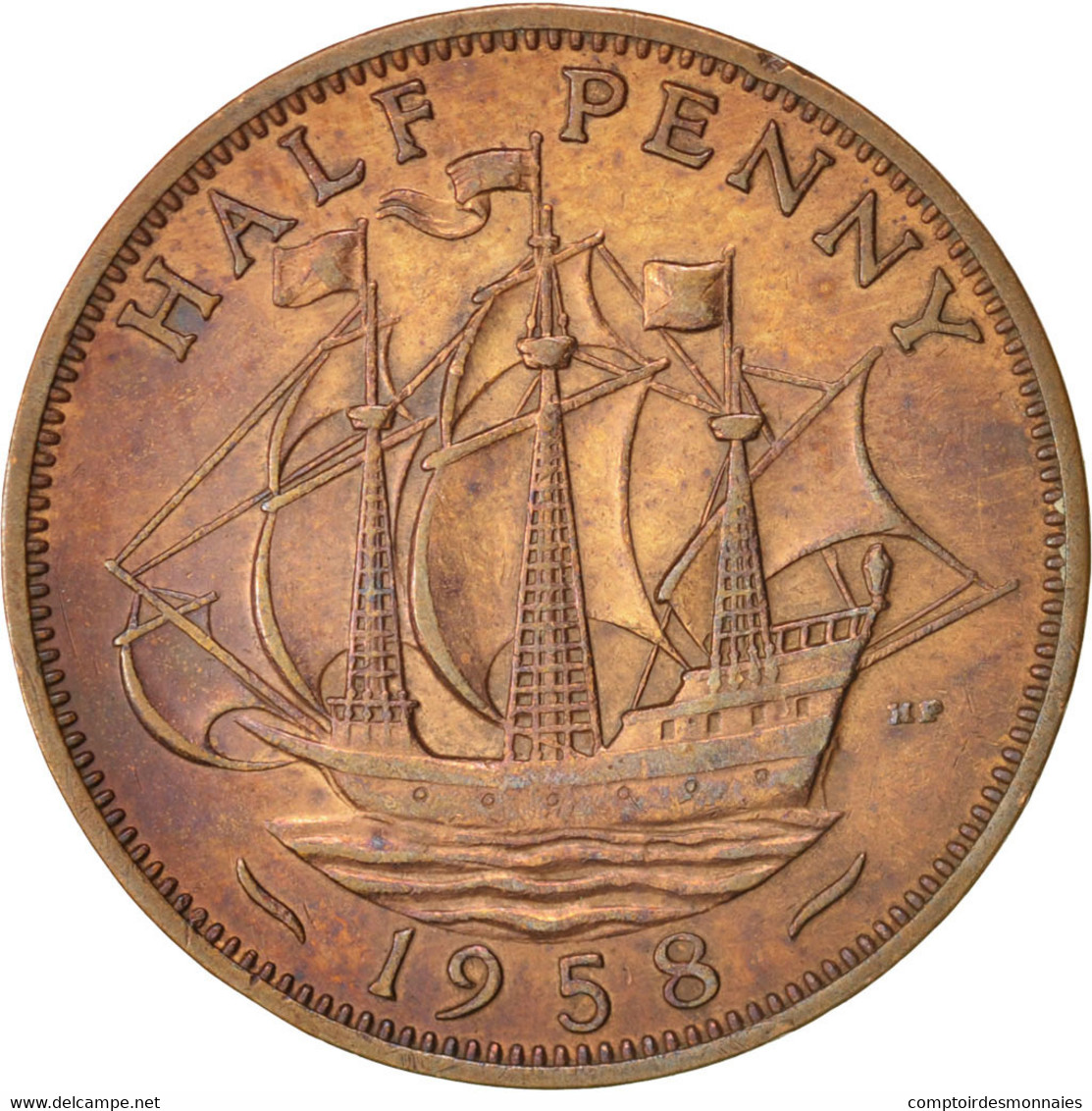 Monnaie, Grande-Bretagne, Elizabeth II, 1/2 Penny, 1958, TTB, Bronze, KM:896 - C. 1/2 Penny