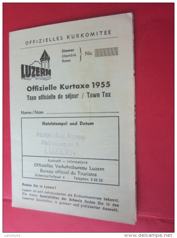 CARTE KURKARTE DU CASINO KURSAAL à  LUCERNE LUZERN OFFIZIELLE KURKOMITEE 1955 VOIR PLAN EN SUISSE HELVETIA