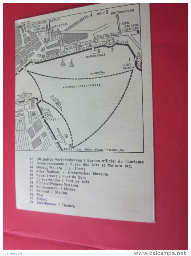 CARTE KURKARTE DU CASINO KURSAAL à  LUCERNE LUZERN OFFIZIELLE KURKOMITEE 1955 VOIR PLAN EN SUISSE HELVETIA