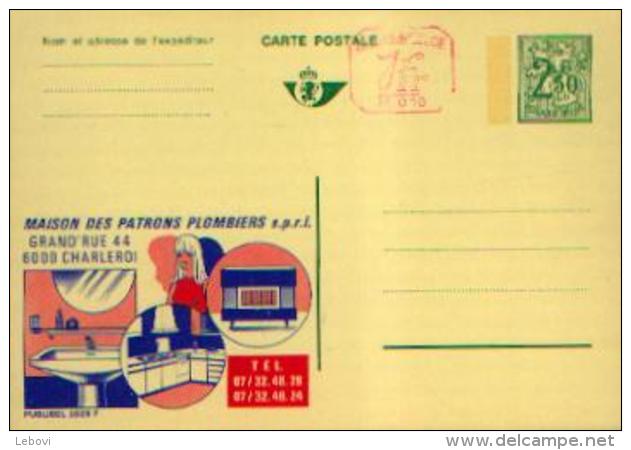 Carte Postale Neuve PUBLIBEL 2529F PATRONS PLOMBIERS à CHARLEROI - Avec Valeur Complémentaire à La Machine - Publibels