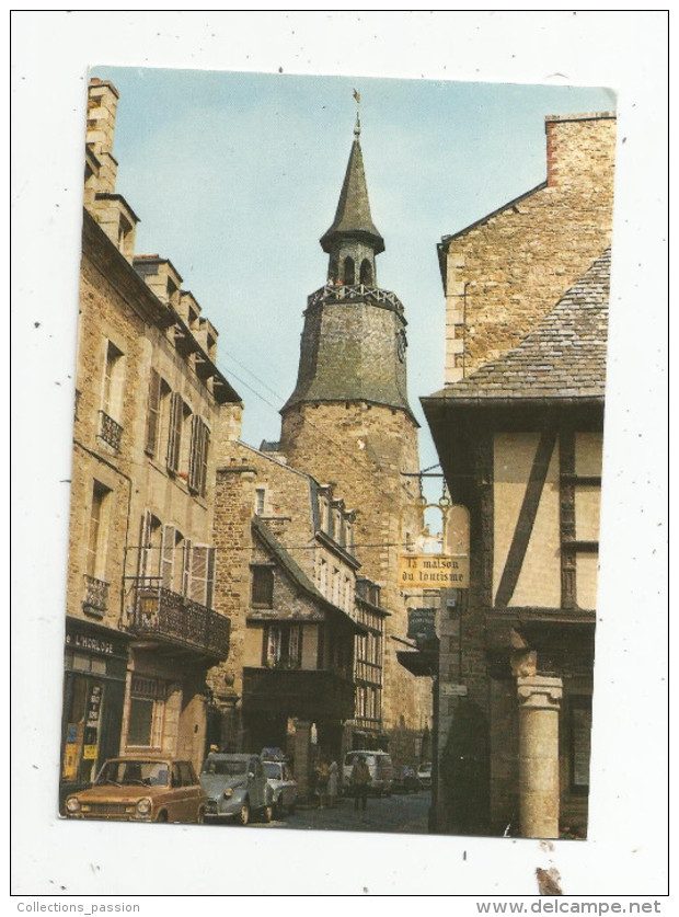 Cp , 22 , DINAN , La Rue Et La Tour De L'horloge , écrite , Ed : Emgé , Automobiles , Citroen 2cv - Voitures De Tourisme