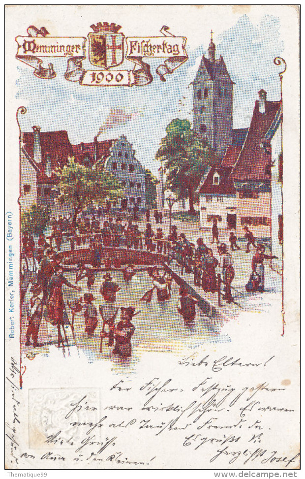 Entier Postal De Bavière (1900) Thème Fête De La Pêche, Poisson, Pont - Poissons