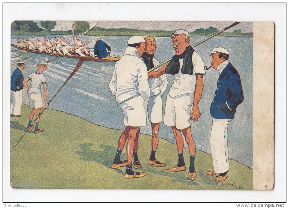Aviron, Illustrateur ? (signature Illisible), Rameurs, éd. B. K. W. I. 883-7 - Rowing