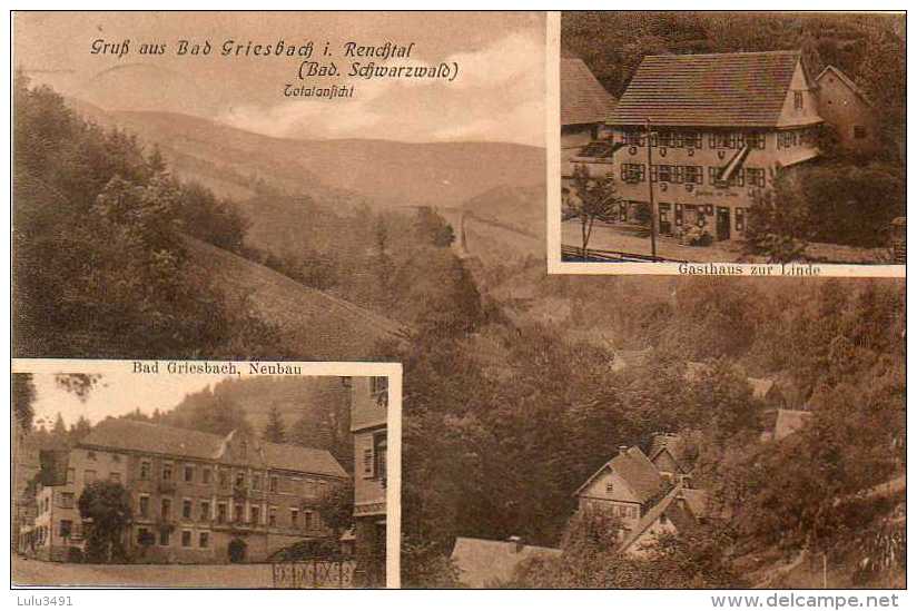 CPA - BAD-GRIESBACH I.RENCHTAL (Allemagne-Bade-Wurtemberg) - Karte 3 Bilder - Gasthaus Zur Linde - Bad Peterstal-Griesbach