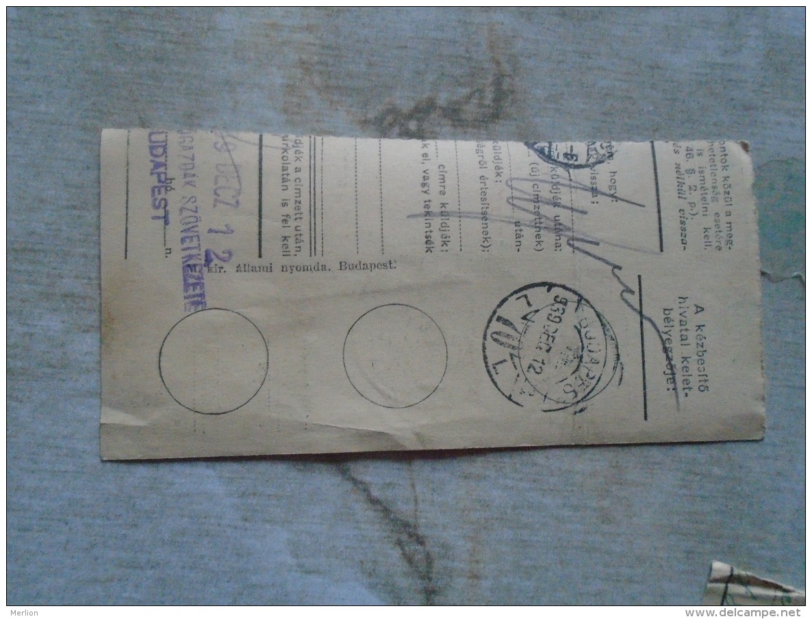 D138813 Hungary  Parcel Post Receipt 1939 BALASSAGYARMAT - Colis Postaux