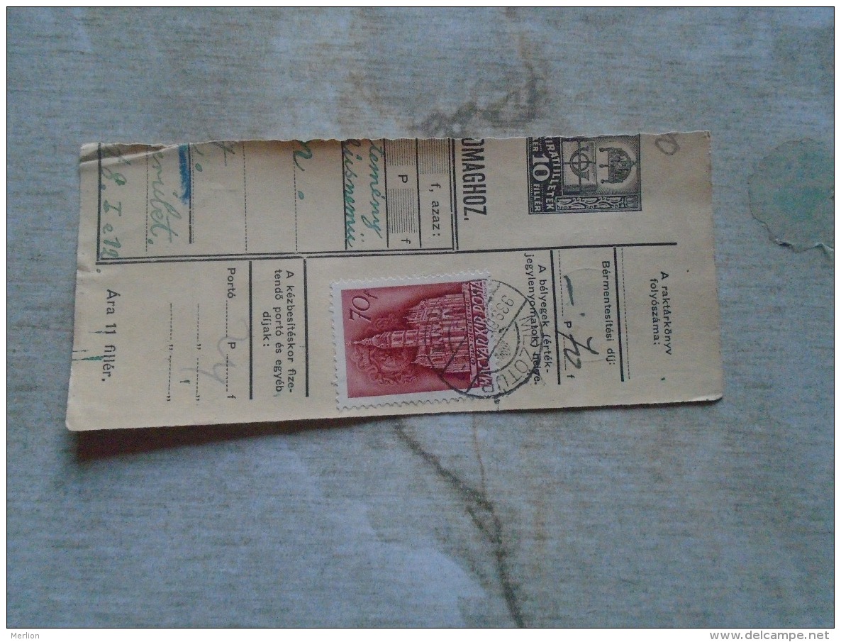 D138814 Hungary  Parcel Post Receipt 1939  MEZÖTÚR - Paketmarken