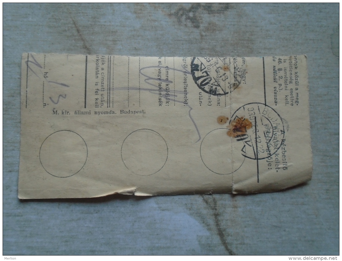 D138817 Hungary  Parcel Post Receipt 1939   HEREND - Paketmarken