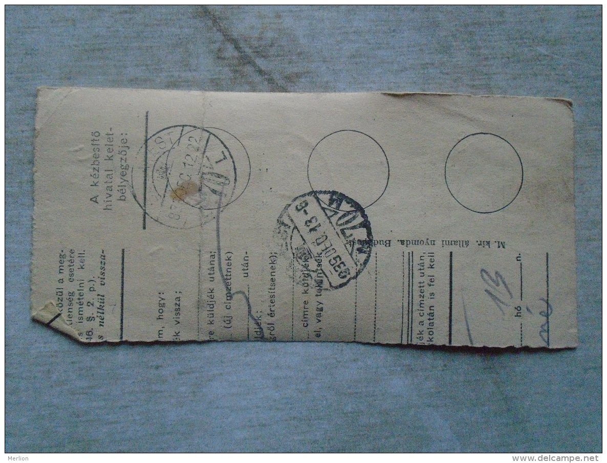 D138818 Hungary  Parcel Post Receipt 1939  VESZPRÉM - Colis Postaux