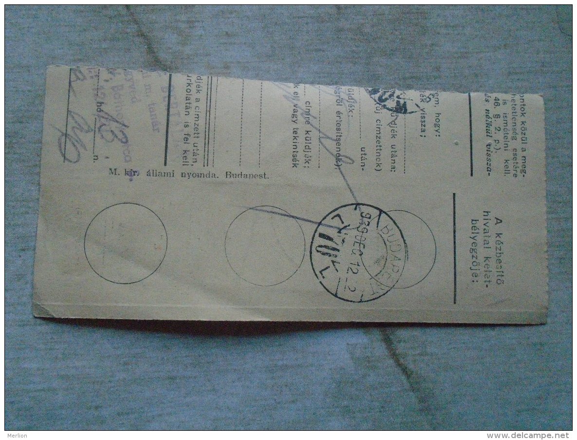 D138821 Hungary  Parcel Post Receipt 1939 - Pacchi Postali
