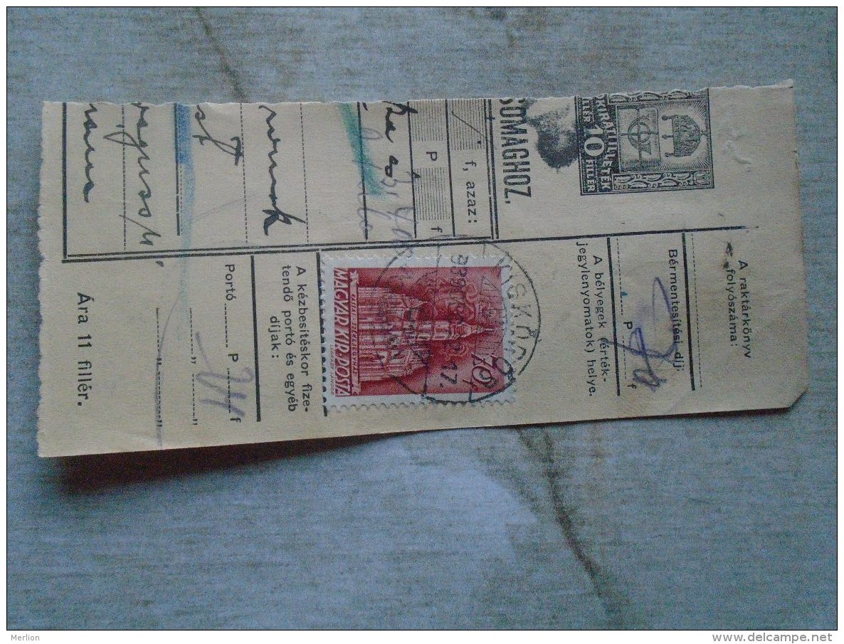 D138823 Hungary  Parcel Post Receipt 1939   KISKÖRÖS - Paketmarken