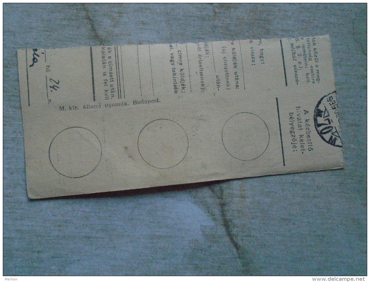 D138824 Hungary  Parcel Post Receipt 1939 - Paketmarken