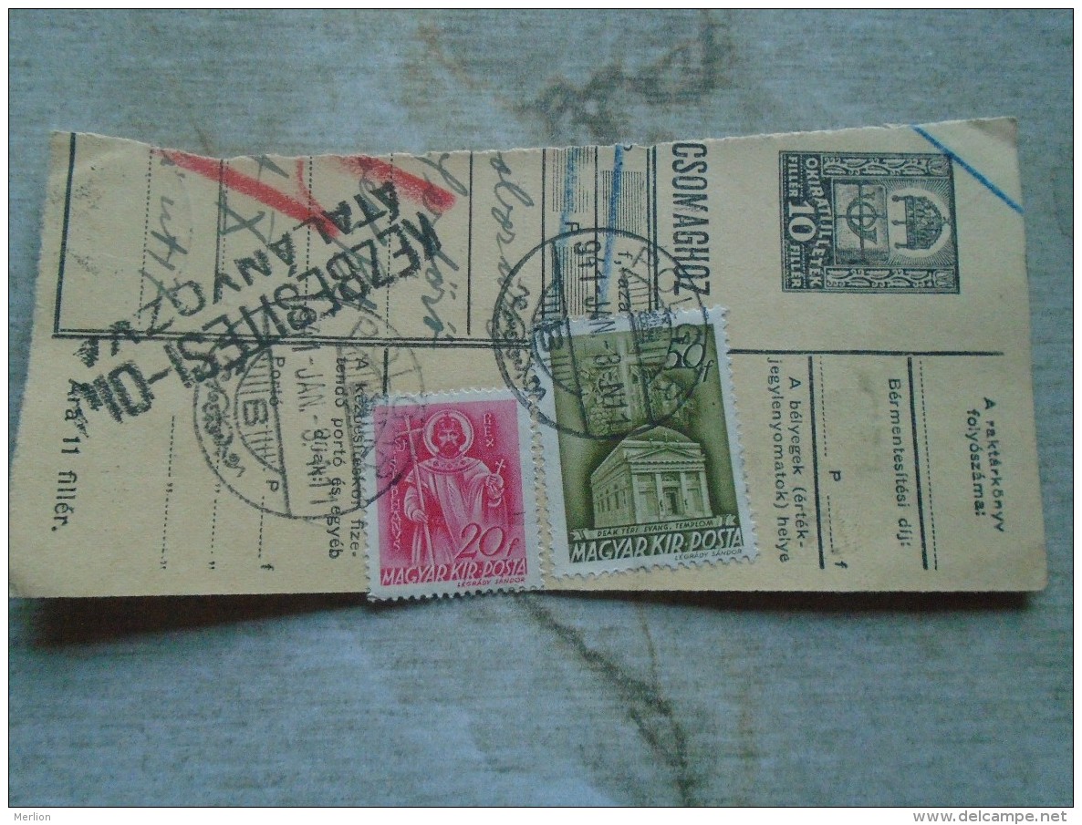 D138845  Hungary  Parcel Post Receipt 1941 POLGÁR - Paketmarken