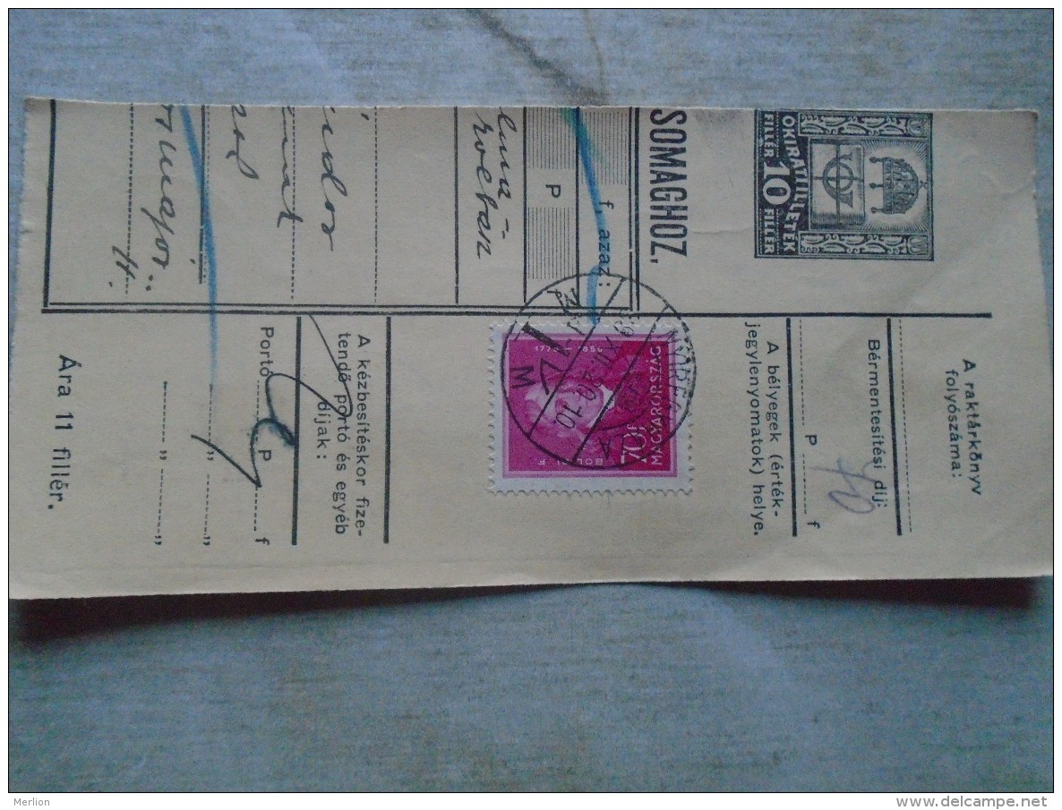 D138849  Hungary  Parcel Post Receipt 1939  NYÍREGYHÁZA - Colis Postaux