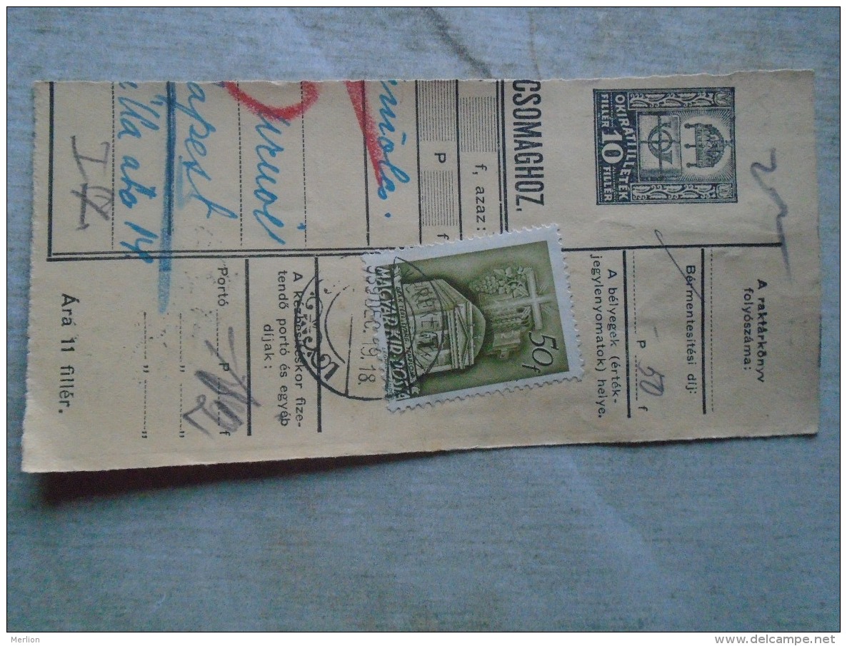 D138850  Hungary  Parcel Post Receipt 1939  KEREKEGYHÁZA - Postpaketten