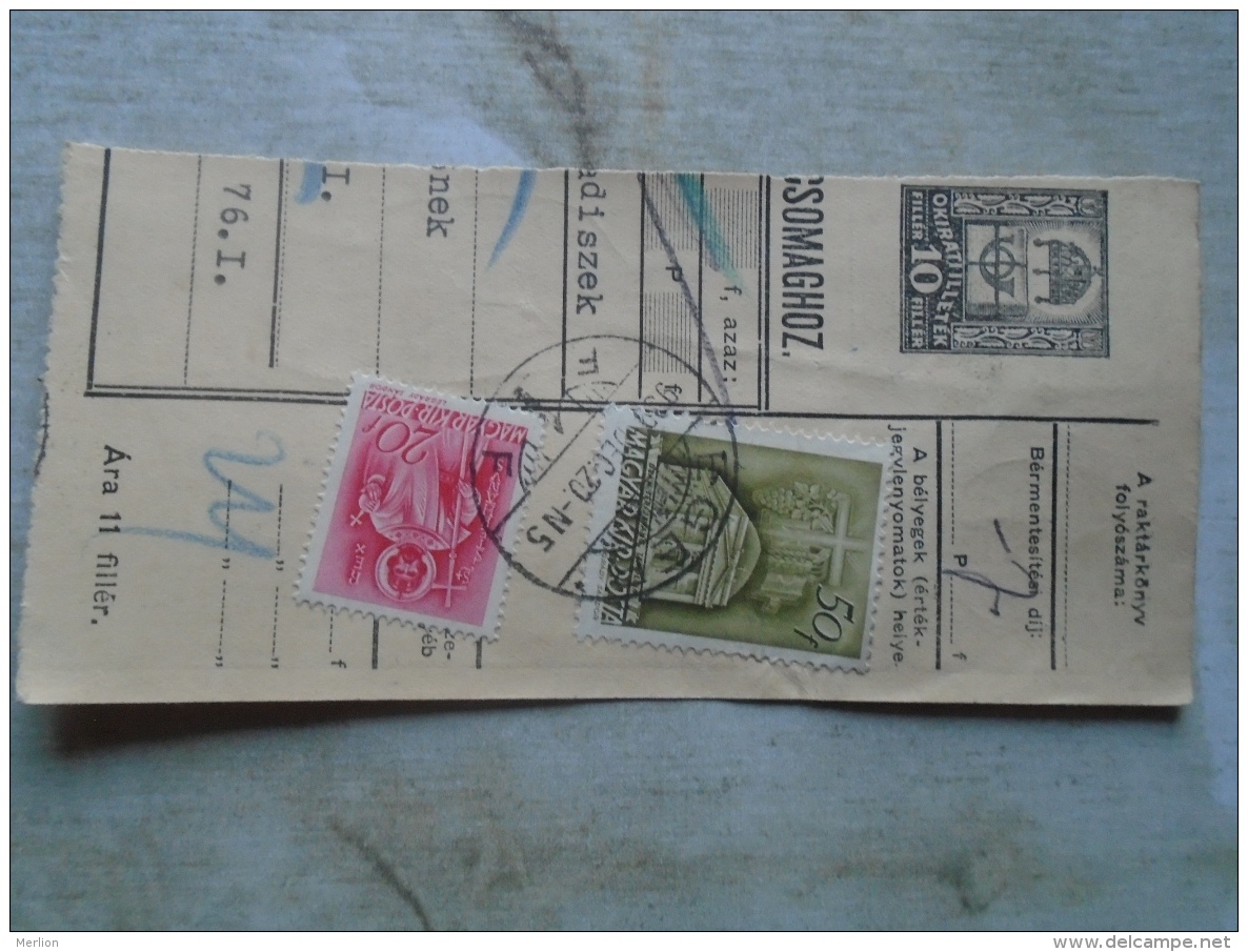 D138852  Hungary  Parcel Post Receipt 1939   EGER - Pacchi Postali