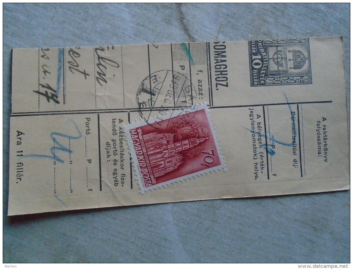 D138854  Hungary  Parcel Post Receipt 1939   SÁRVÁR - Paketmarken