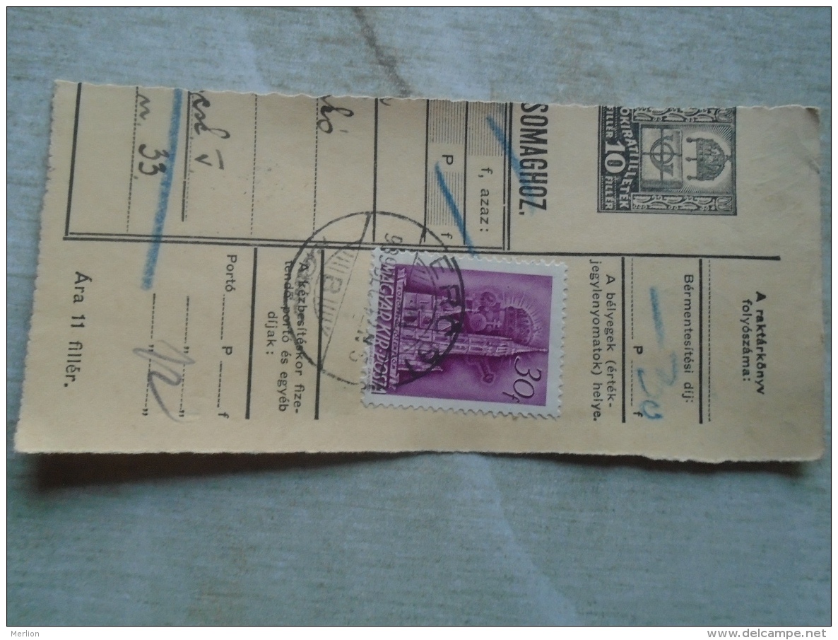 D138855  Hungary  Parcel Post Receipt 1939 ERCSI - Postpaketten