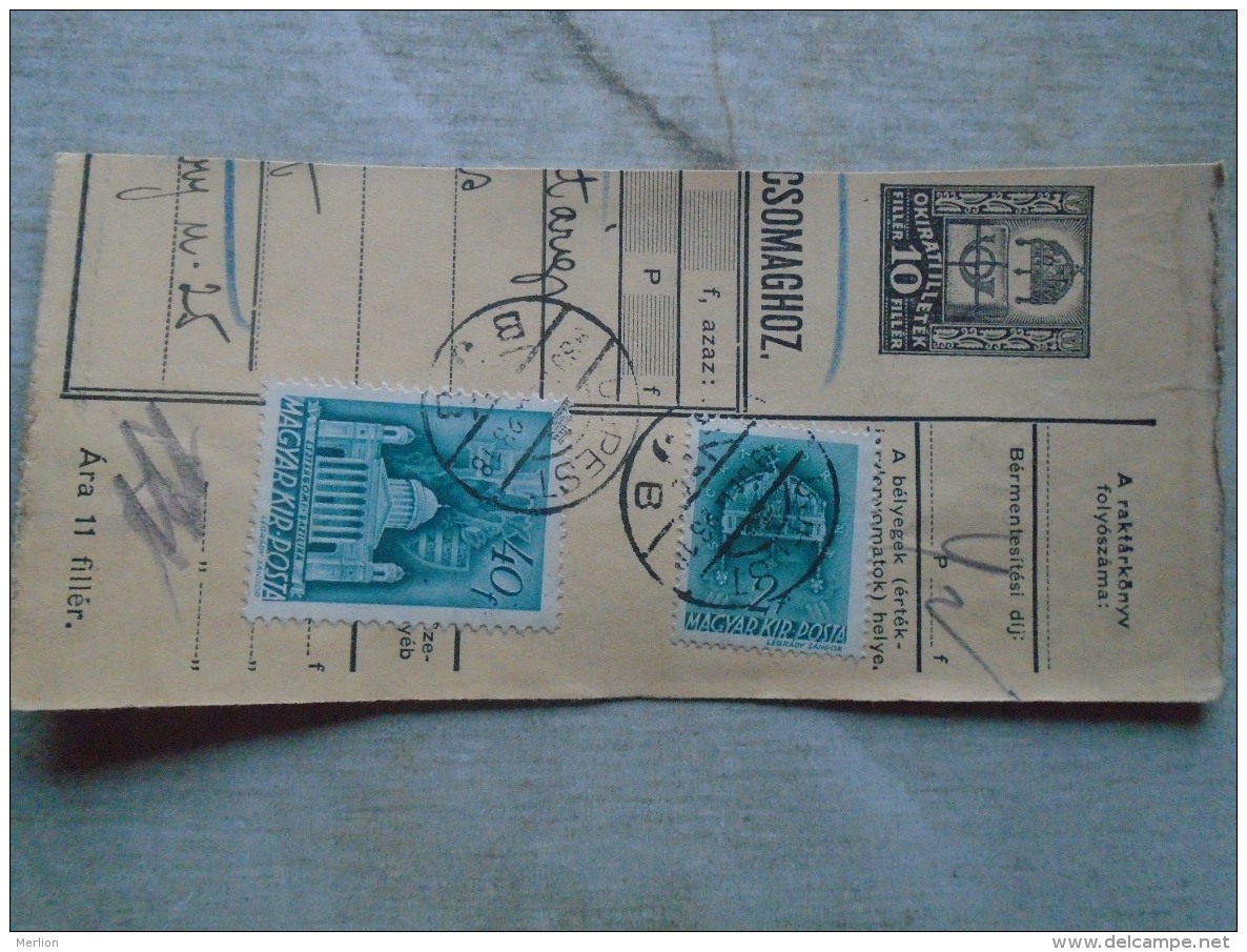 D138857  Hungary  Parcel Post Receipt 1939  ÚJPEST - Parcel Post