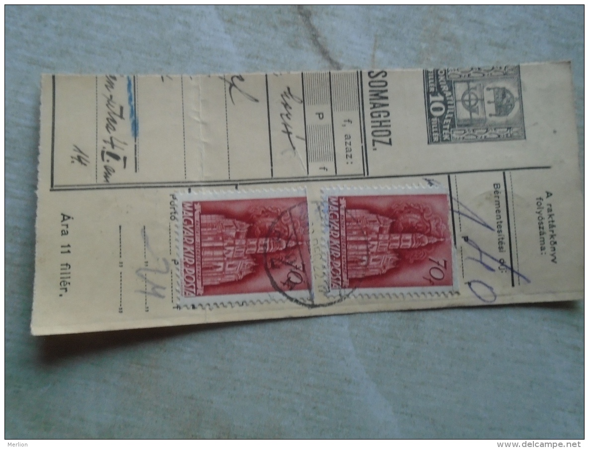 D138858  Hungary  Parcel Post Receipt 1939 - Pacchi Postali