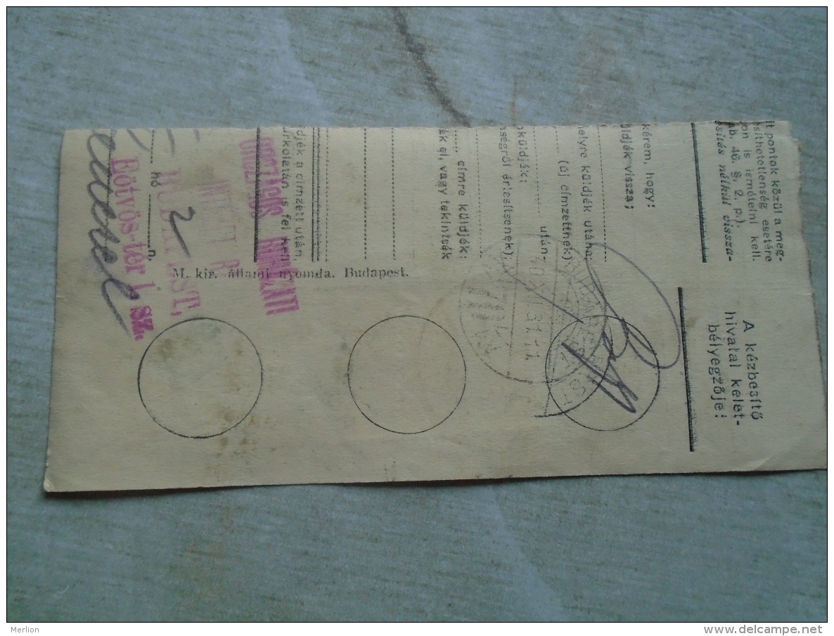 D138860  Hungary  Parcel Post Receipt 1939 - Postpaketten