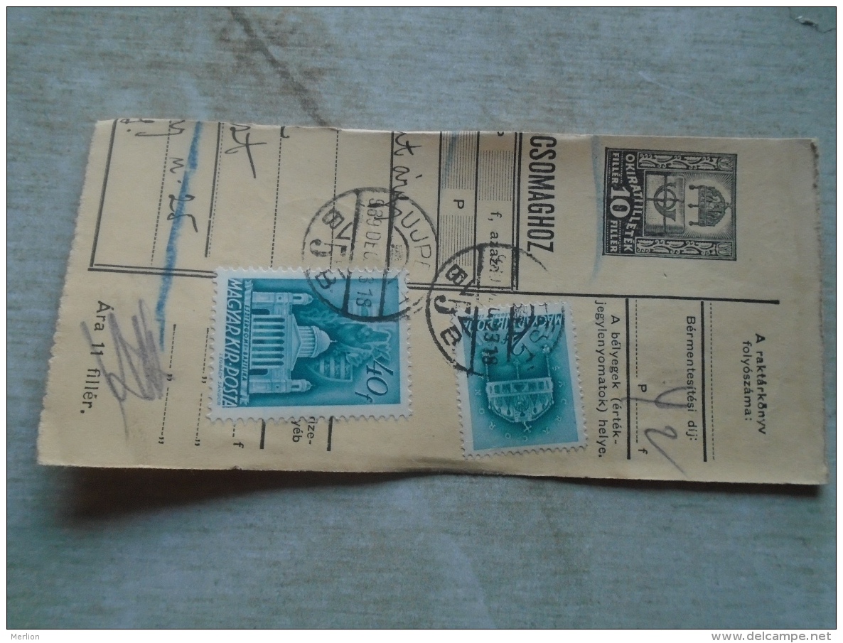 D138862  Hungary  Parcel Post Receipt 1939 ÚJPEST - Pacchi Postali