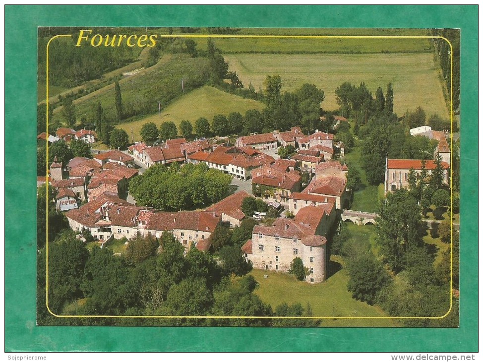 Fources Vue Générale Aérienne 2 Scans (32-Gers) Ancienne Place Forte Bastide Fortifiée De Type Circulaire - Other & Unclassified