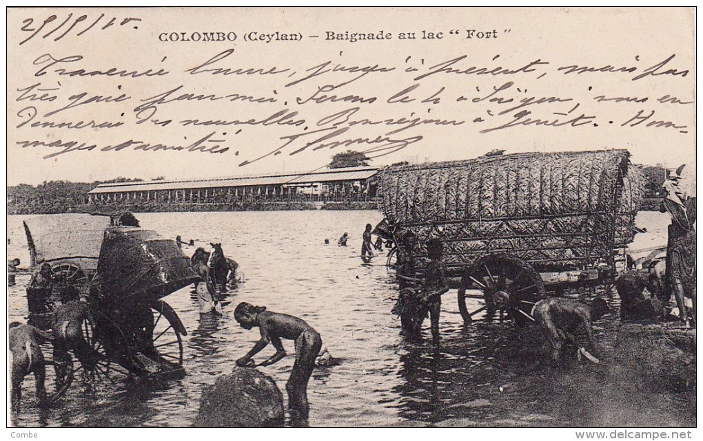 1910 COLOMBO CEYLAN (TRÈS BELLE FRAPPE) GRIFFE PAQUEBOT SUR CP MESSAGERIES MARITIMES POUR GENET DANS LA MANCHE / 7789 - 1877-1920: Semi-Moderne