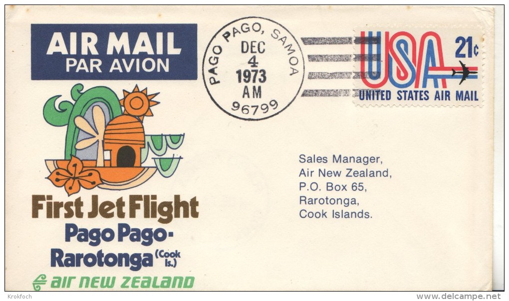 Pago Pago Samoa To Rarotonga Cook 1973 - First Jet Flight Erstflug 1er Vol - Air New Zealand - Samoa Americana