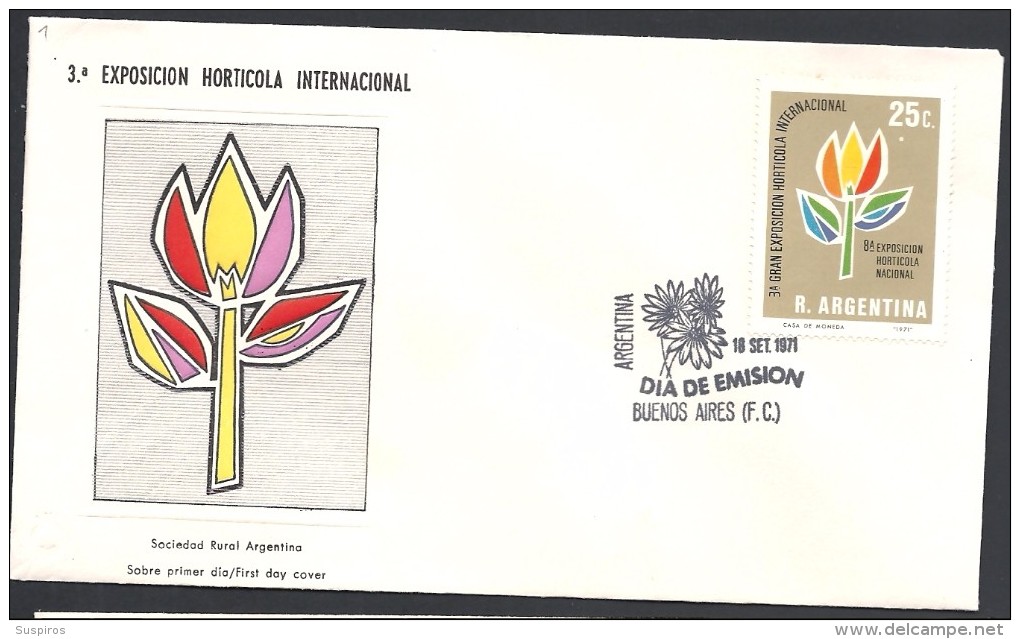 ARGENTINA   1971 3° EXPO. HORTICOLA INTERNACIONAL - FDC