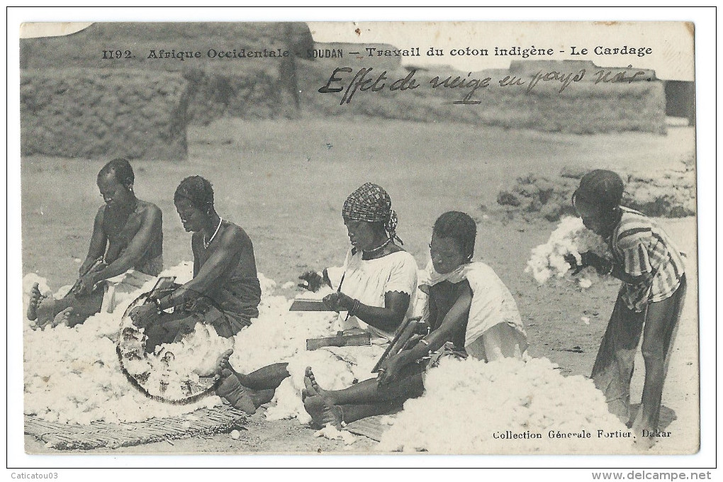 SOUDAN (Afrique Occidentale) - Travail Du Coton Indigène - Le Cardage - Beau Gros Plan Animé - Soudan