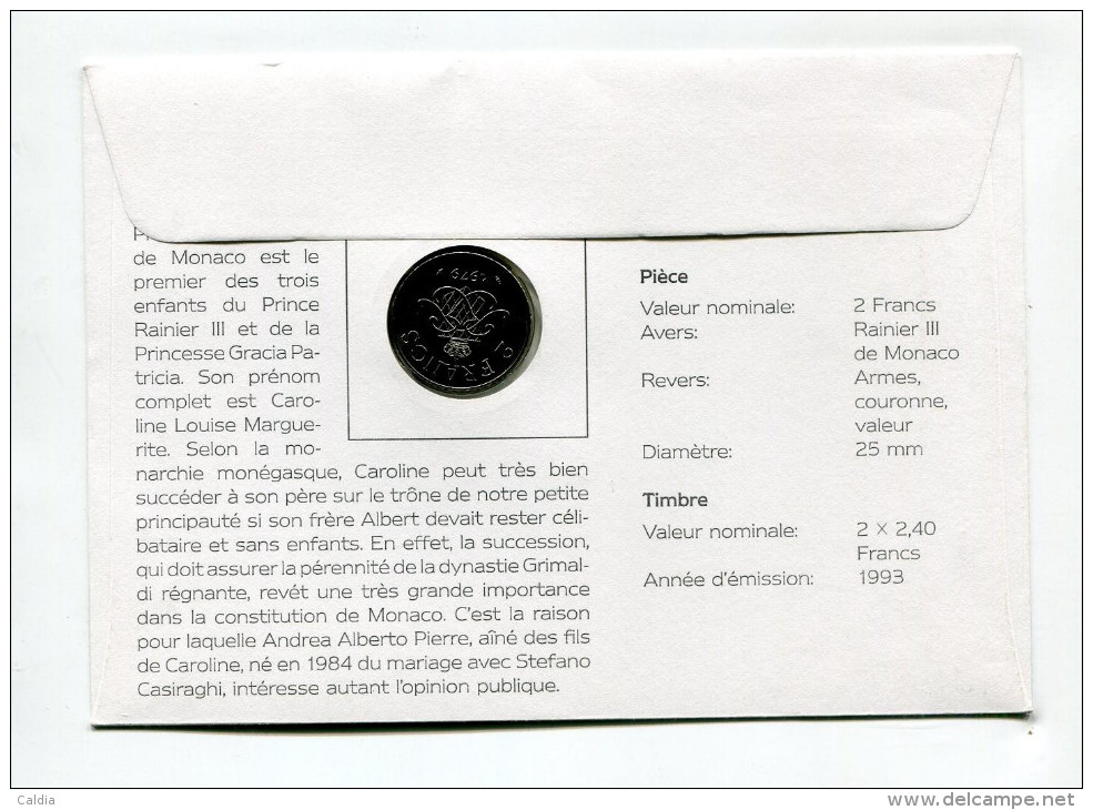 Monaco 2 Francs 1979 UNC Lettre " La Princesse CAROLINE De Monaco " # 2 - 1960-2001 Nouveaux Francs