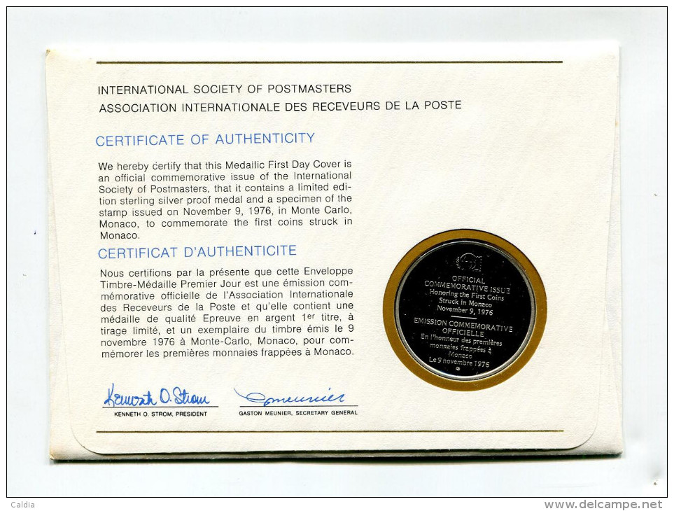 Monaco Médaille Argent 1976 " Association Internationale Des Receveurs De La Poste " # 1 - 1960-2001 Nouveaux Francs