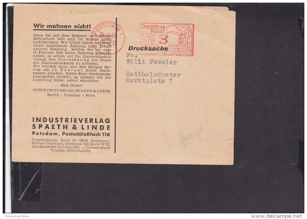 Deutsches Reich Freistempel  Potsdam 1944 - Briefe U. Dokumente