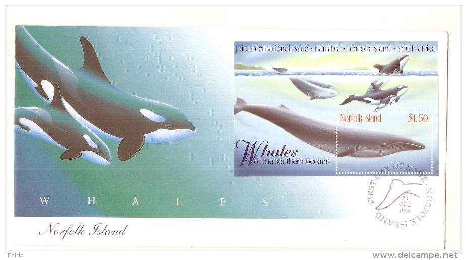 WHALES Of The Southem Oceans Norfolk Island - South Africa - FDC