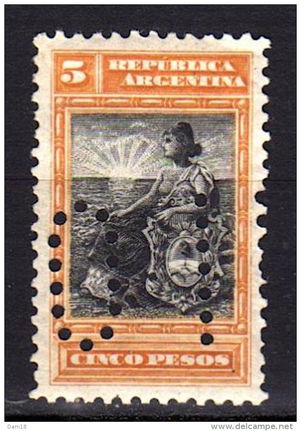 ARGENTINE N° 128 * (YT) 5p. ORANGE ET NOIR PERFORE  Côte 60 € - Nuevos