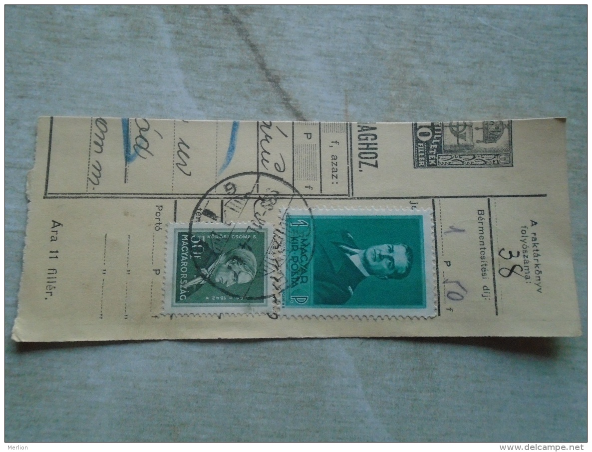 D138869  Hungary  Parcel Post Receipt 1939  Stamp  HORTHY    - TÓVÁROS - Paketmarken