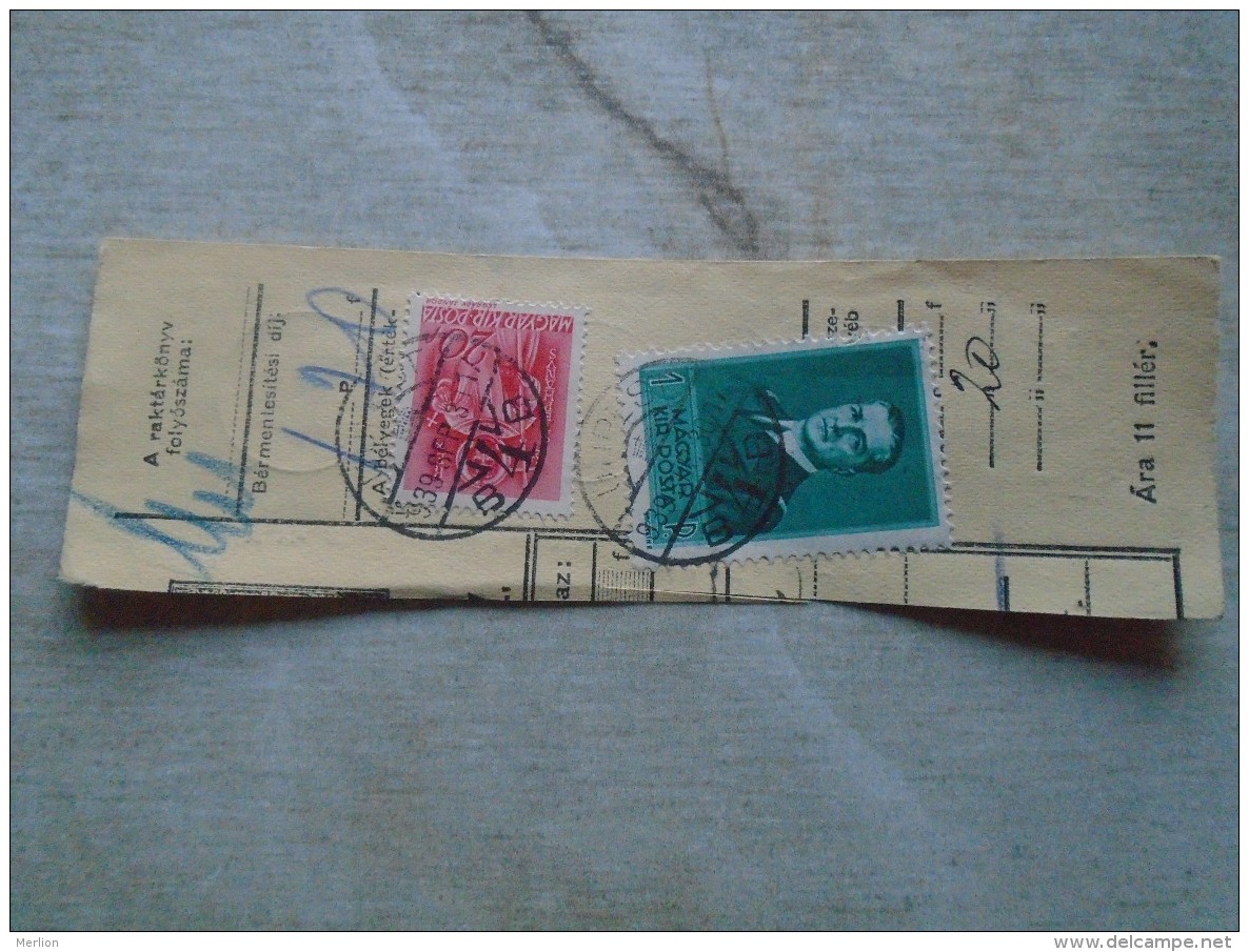 D138871  Hungary  Parcel Post Receipt 1939  Stamp  HORTHY    - ÚJPEST -MEZÖTÚR - Paketmarken