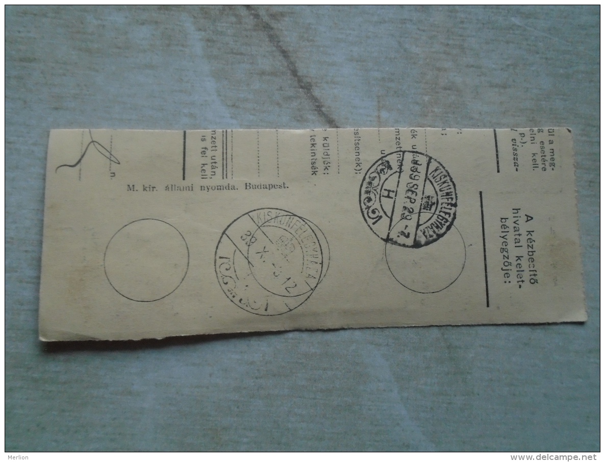 D138881 Hungary  Parcel Post Receipt 1939  Stamp  HORTHY    - Budapest -  KISKUNFÉLEGYHÁZA - Pacchi Postali