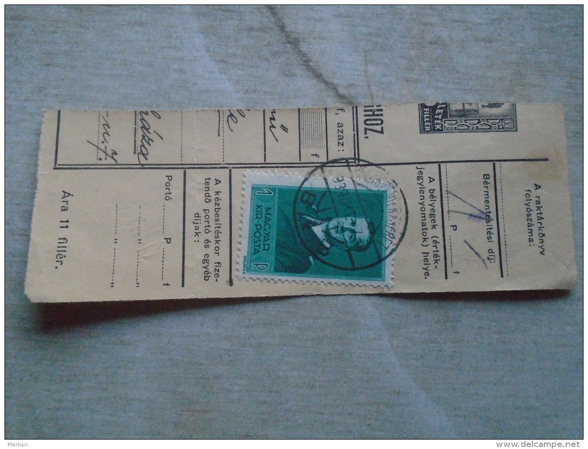D138883 Hungary  Parcel Post Receipt 1939  Stamp  HORTHY    Pestszenterzsébet -KISKUNFÉLEGYHÁZA - Paketmarken