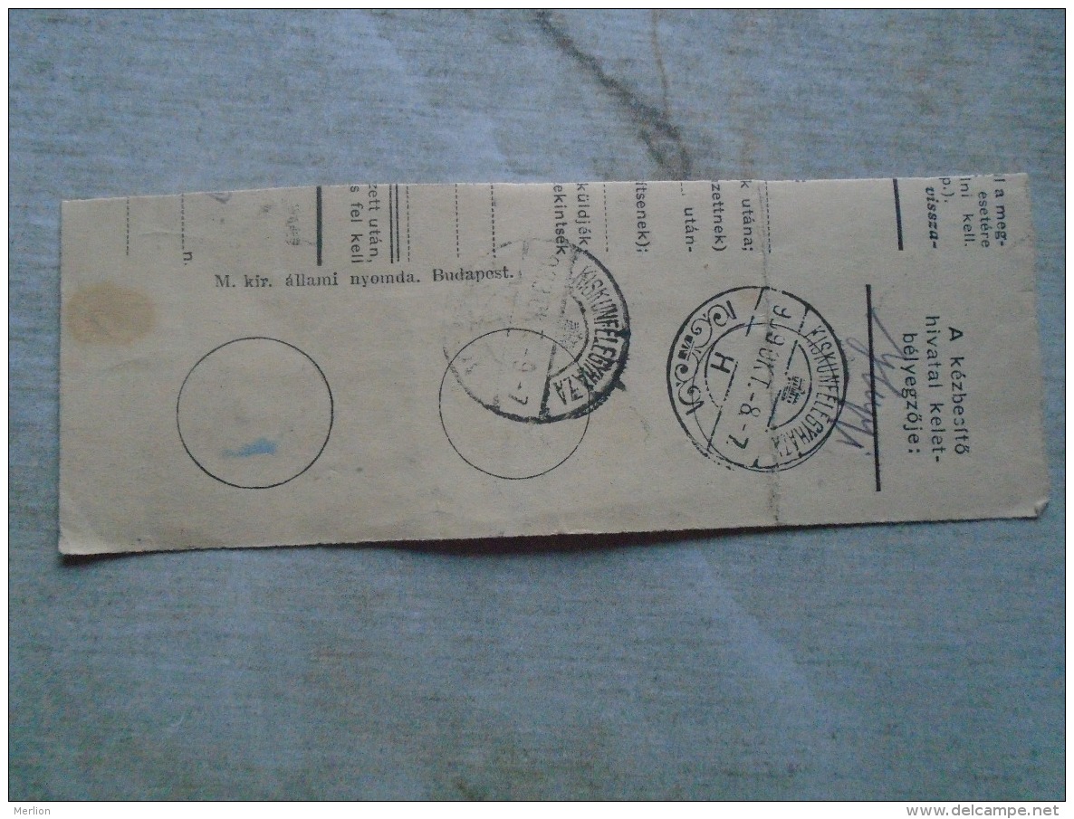 D138883 Hungary  Parcel Post Receipt 1939  Stamp  HORTHY    Pestszenterzsébet -KISKUNFÉLEGYHÁZA - Parcel Post