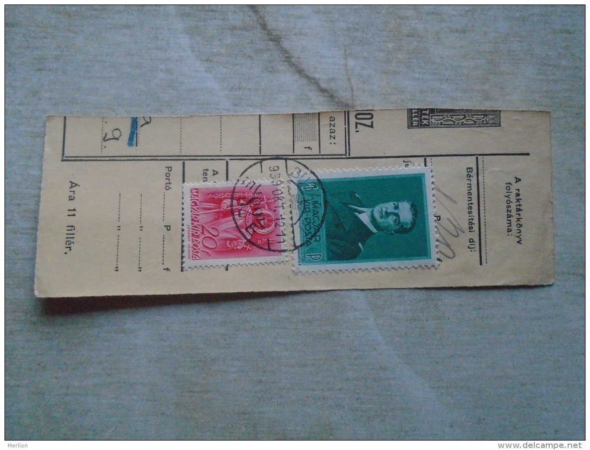 D138884 Hungary  Parcel Post Receipt 1939  Stamp  HORTHY   Budapest  -KISKUNFÉLEGYHÁZA - Pacchi Postali