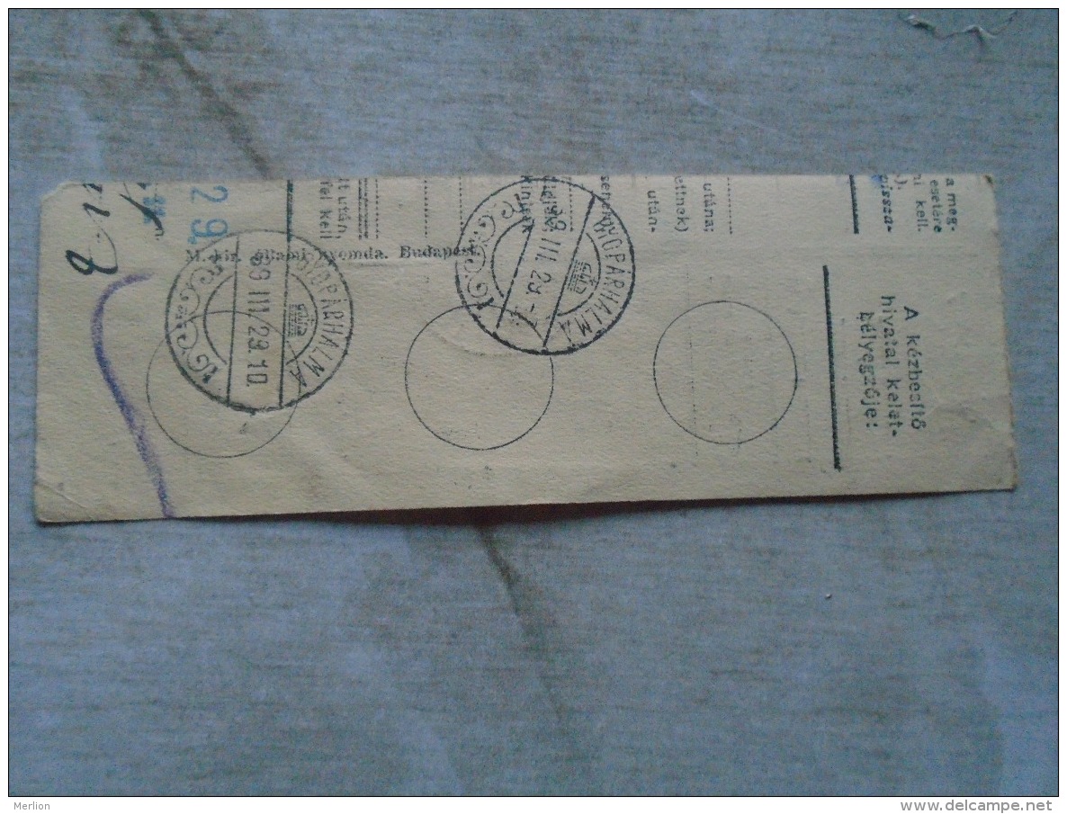 D138886 Hungary  Parcel Post Receipt 1939  Stamp  HORTHY   Budapest - Gyopárhalma - Pacchi Postali