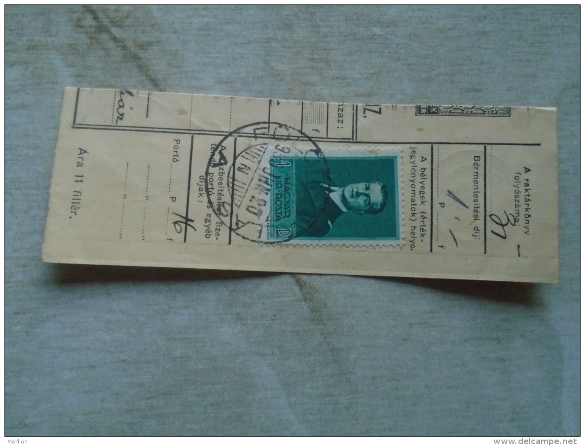 D138896  Hungary  Parcel Post Receipt 1939  Stamp  HORTHY  Fülöpszállás     SZEREMLE - Pacchi Postali