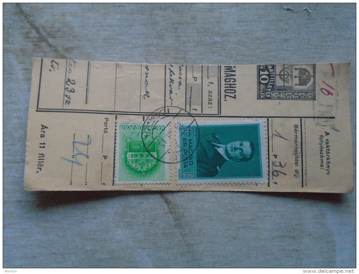 D138900  Hungary  Parcel Post Receipt 1939  Stamp  HORTHY  Budapest - - Colis Postaux
